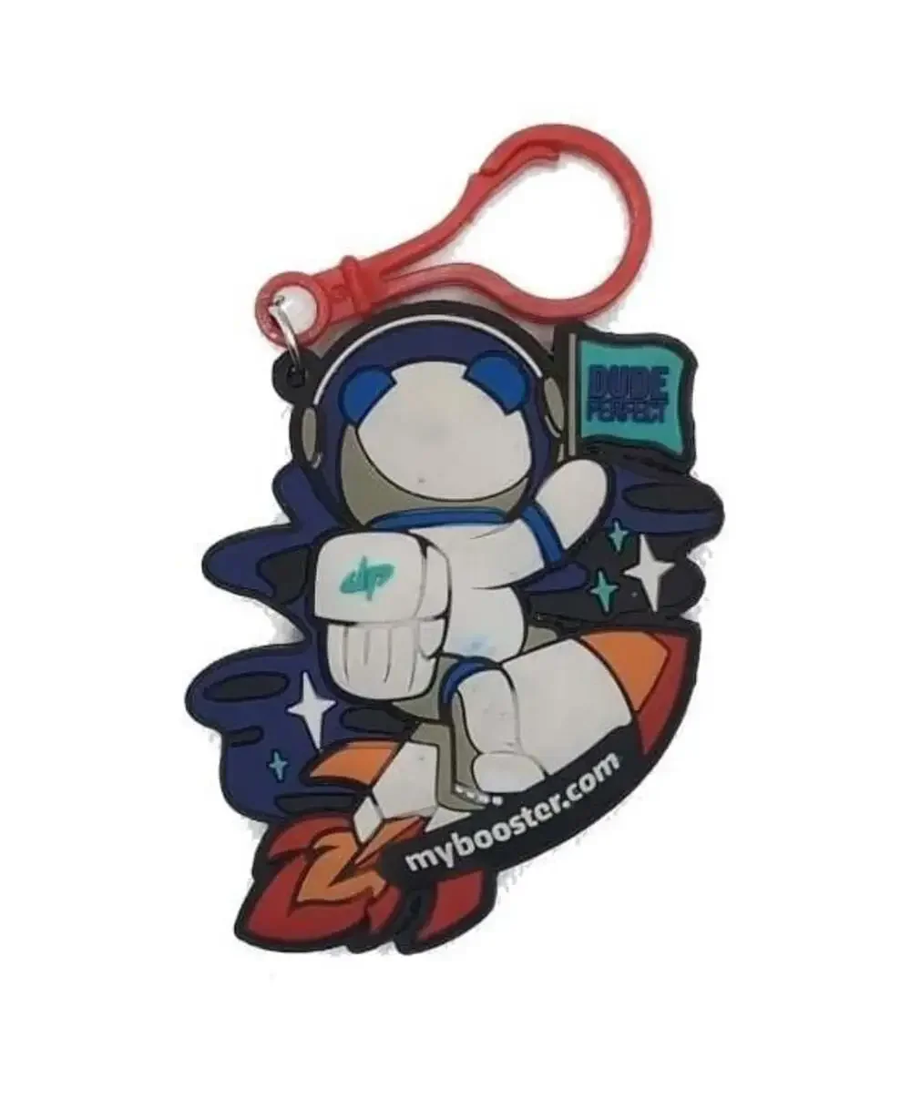 Dude Perfect Panda Astronaut Rocket Rubber Keychain